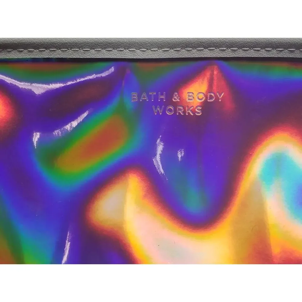 BBW Pink Iridescent Prismatic Zipper Cosmetic Overnight Travel Compact Bag